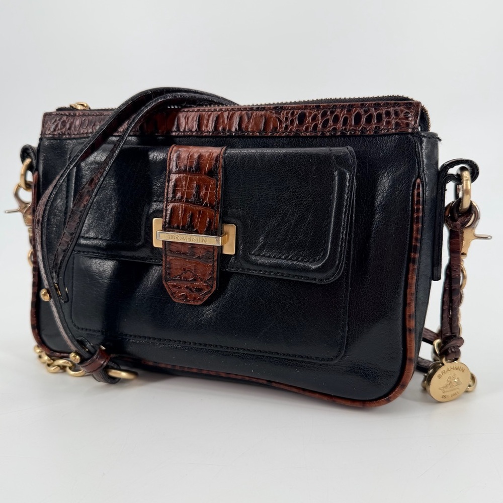 Brahmin Tuscan Leather Croc Embossed Crossbody Bag